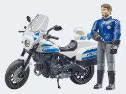 Bruder Bworld Scrambler Ducati Polizeimotorrad + Polizist
