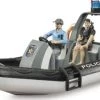 Bruder Bworld Polizei Schlauchboot Mit Licht Und Zwei Figuren