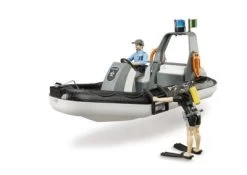 Bruder Bworld Polizei Schlauchboot Mit Licht Und Zwei Figuren -Spielzeugautos Verkauf 26060403 03