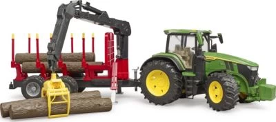 Bruder Traktor John Deere 7R350 Mit Rückeanhänger Und Vier Baumstämmen 1 Bruder Traktor John Deere 7R350 Mit Rückeanhänger Und Vier Baumstämmen