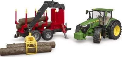 Bruder Traktor John Deere 7R350 Mit Rückeanhänger Und Vier Baumstämmen 6 Bruder Traktor John Deere 7R350 Mit Rückeanhänger Und Vier Baumstämmen – Bild 6