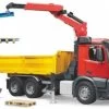 Bruder 3651 Profi-Serie MB Arocs Baustellen-LKW Mit Kran, Schaufelgreifer, Palettengabeln Und 2 Paletten 1:16
