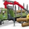 BRUDER 02824 Mack LKW Holztransporter Mit Greifer 60cm