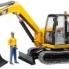BRUDER 2466 Cat Minibagger Mit Bauarbeiter 1:16