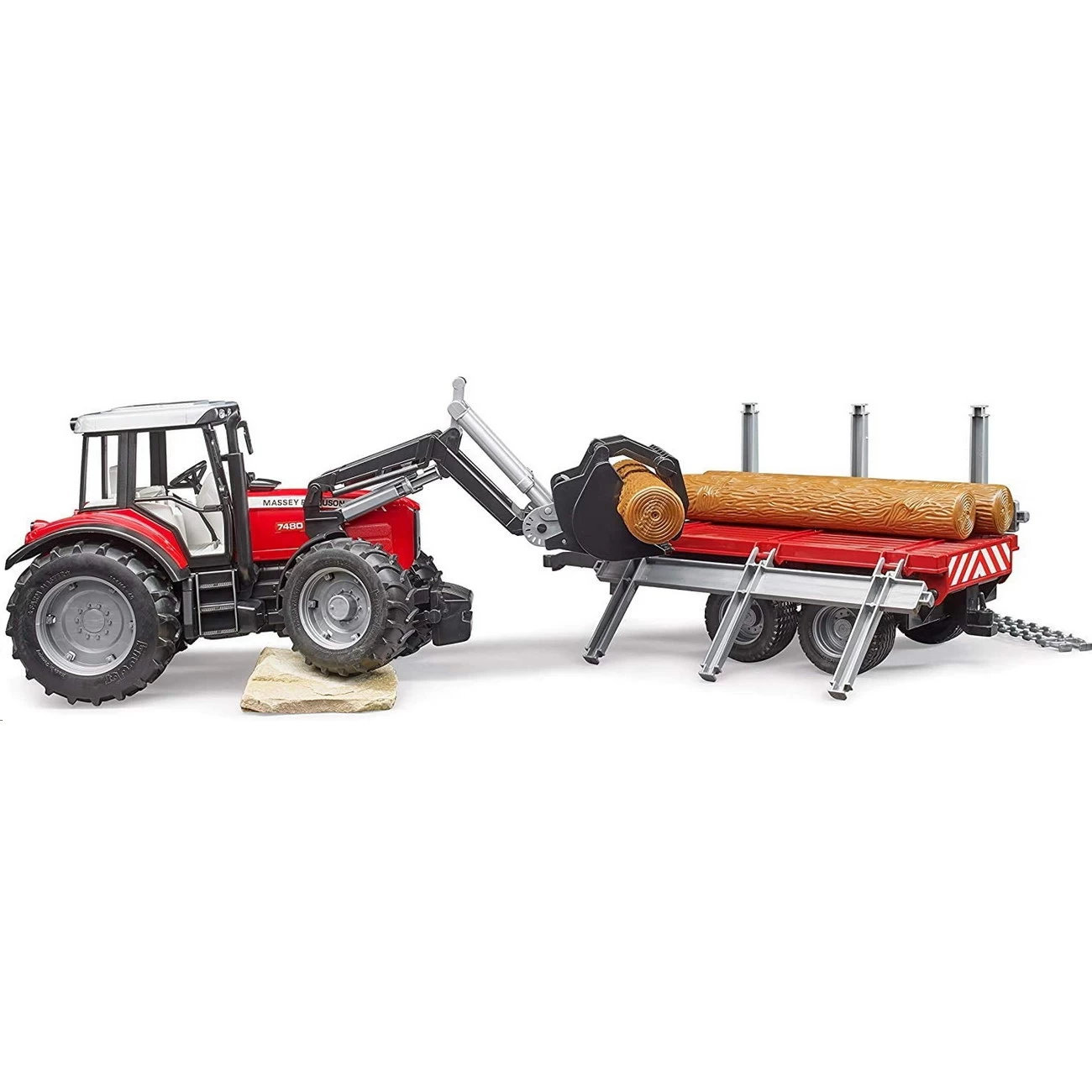 BRUDER 02046 - Massey Ferguson 7480 Mit Frontlader Holztransportanhänger 2 BRUDER 02046 - Massey Ferguson 7480 Mit Frontlader Holztransportanhänger – Bild 2