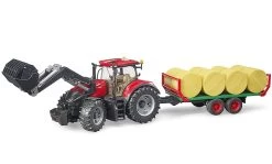 BRUDER 03198 - Case IH Optum 3000 CVX Mit Frontlader Und Ballentransportanhänger