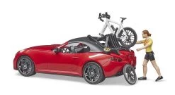 BRUDER 03485 - Roadster Mit 1 Rennrad Und Radfahrerin