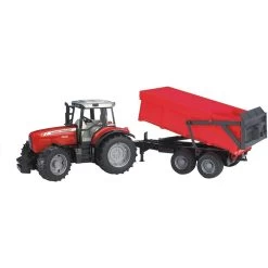 Bruder 02045 Massey Ferguson 7480 Mit Wannenkippanhänger