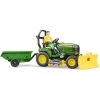 Bruder 62104 - Bruder World John Deere Sitzrasenmäher Mit Anhänger Und Gärtner
