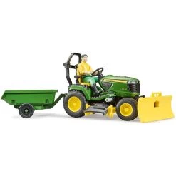 Bruder 62104 - Bruder World John Deere Sitzrasenmäher Mit Anhänger Und Gärtner