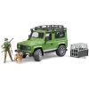Bruder 02587 - Land Rover Defender Station Wagon Mit Förster Und Hund Spielzeug Auto Jungs Grün