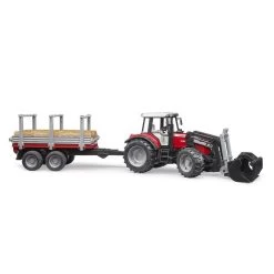 Bruder 02046 Massey Ferguson 7480 Mit Frontlader, Holztransportanhänger Und 3 Baumstämmen -Spielzeugautos Verkauf xbru 2046 3 1280x1280