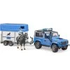 Bruder 02588 Land Rover Defender Polizeifahrzeug Pferdeanhänger 1 Pferd Polizist