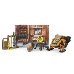 Bruder Bworld 63102 Berghütte Mit Snowmobil Spielfigur Und Austattung